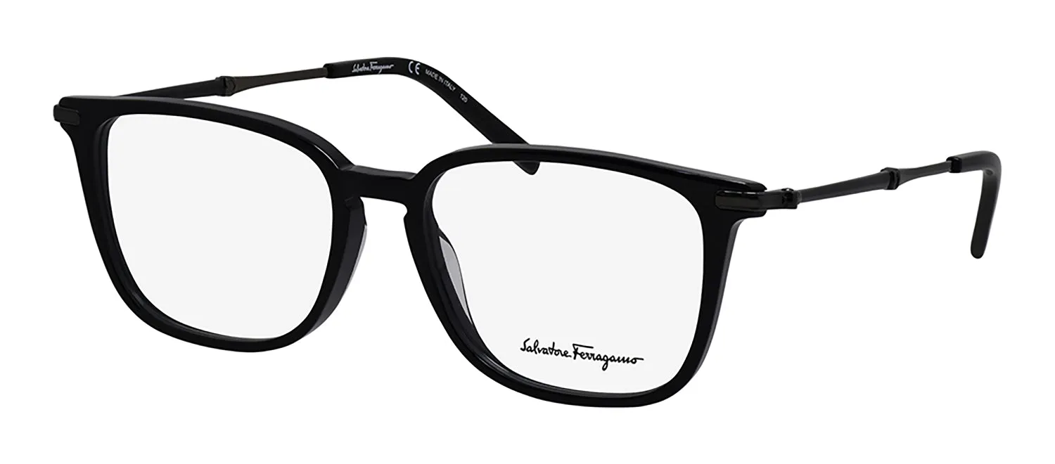 Salvatore Ferragamo SF 2861 001 Rectangle Metal Black Eyeglasses with Logo Stamped Demo Lenses sold by Gaffos product image thumbnail 2