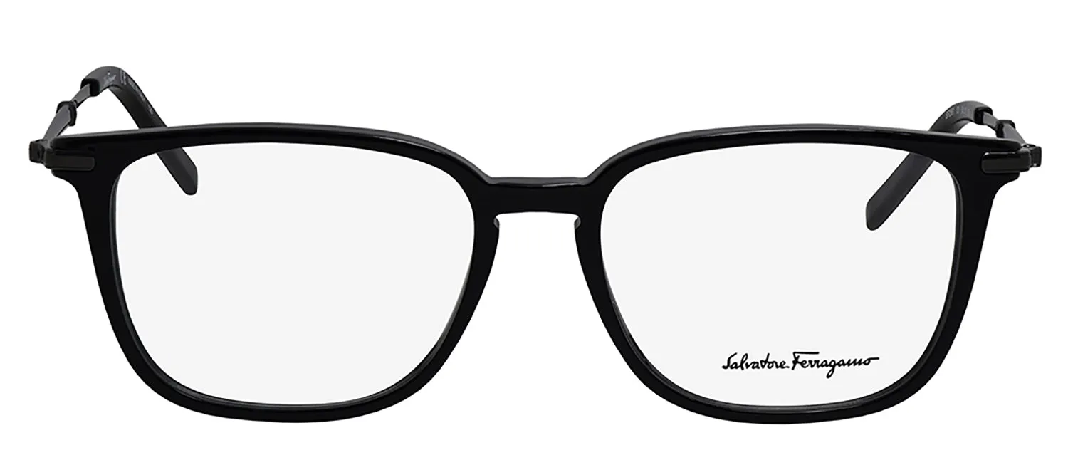 Salvatore Ferragamo SF 2861 001 Rectangle Metal Black Eyeglasses with Logo Stamped Demo Lenses sold by Gaffos