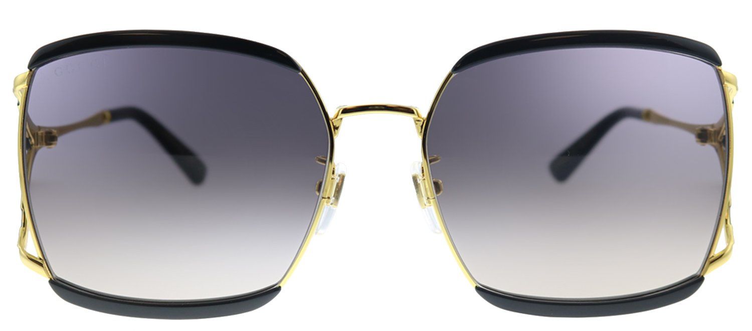 Gucci GG 0593SK 001 Oversized Metal Black Gold Sunglasses with Grey Gradient Lens sold by Gaffos