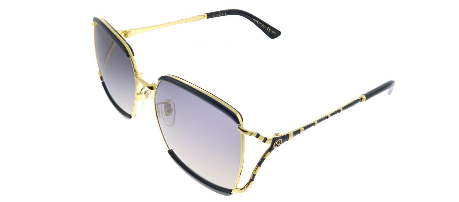Gucci GG 0593SK 001 Oversized Metal Black Gold Sunglasses with Grey Gradient Lens sold by Gaffos product image thumbnail 2