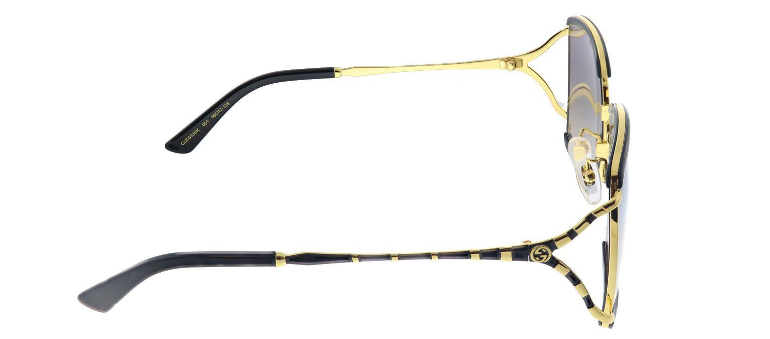 Gucci GG 0593SK 001 Oversized Metal Black Gold Sunglasses with Grey Gradient Lens sold by Gaffos product image thumbnail 3