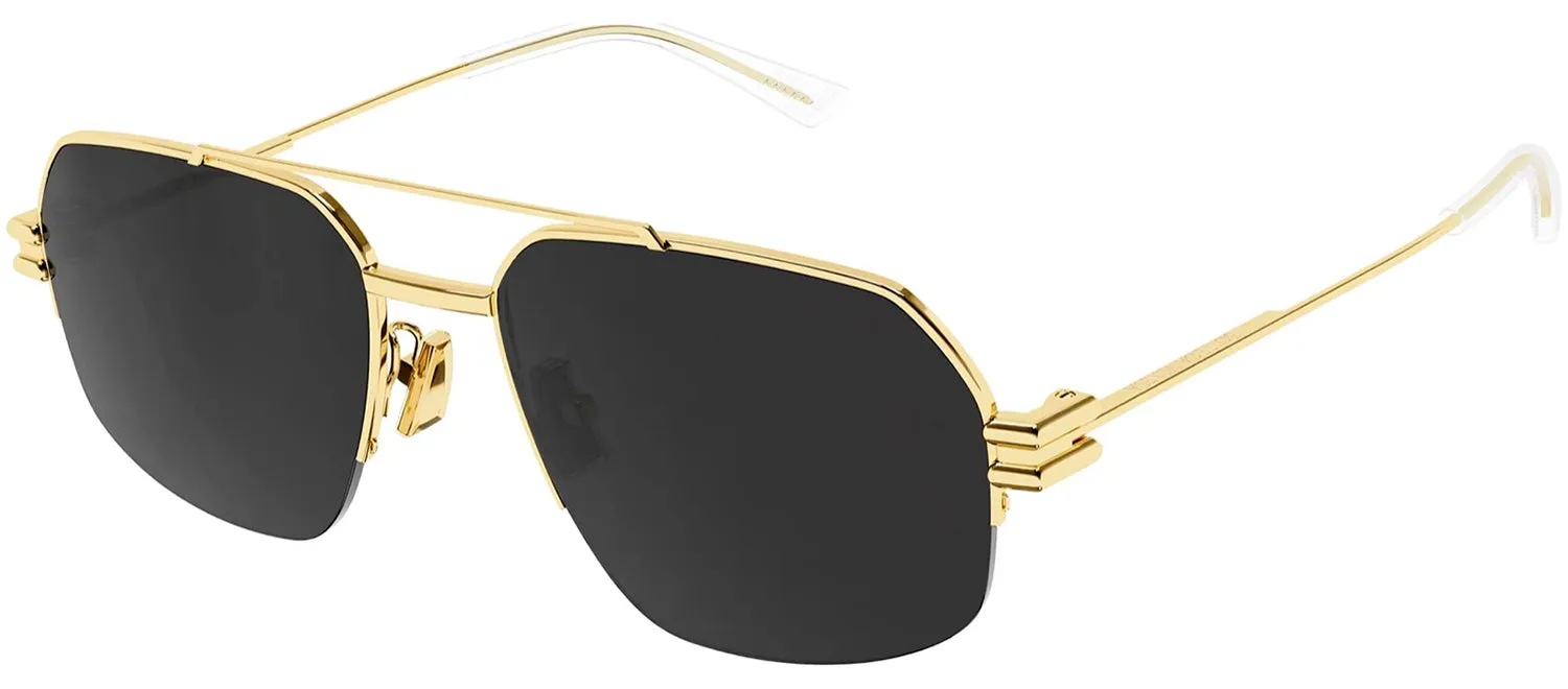 Bottega Veneta BV 1127S 002 Semi-Rimless Metal Gold Sunglasses with Grey Lens sold by Gaffos