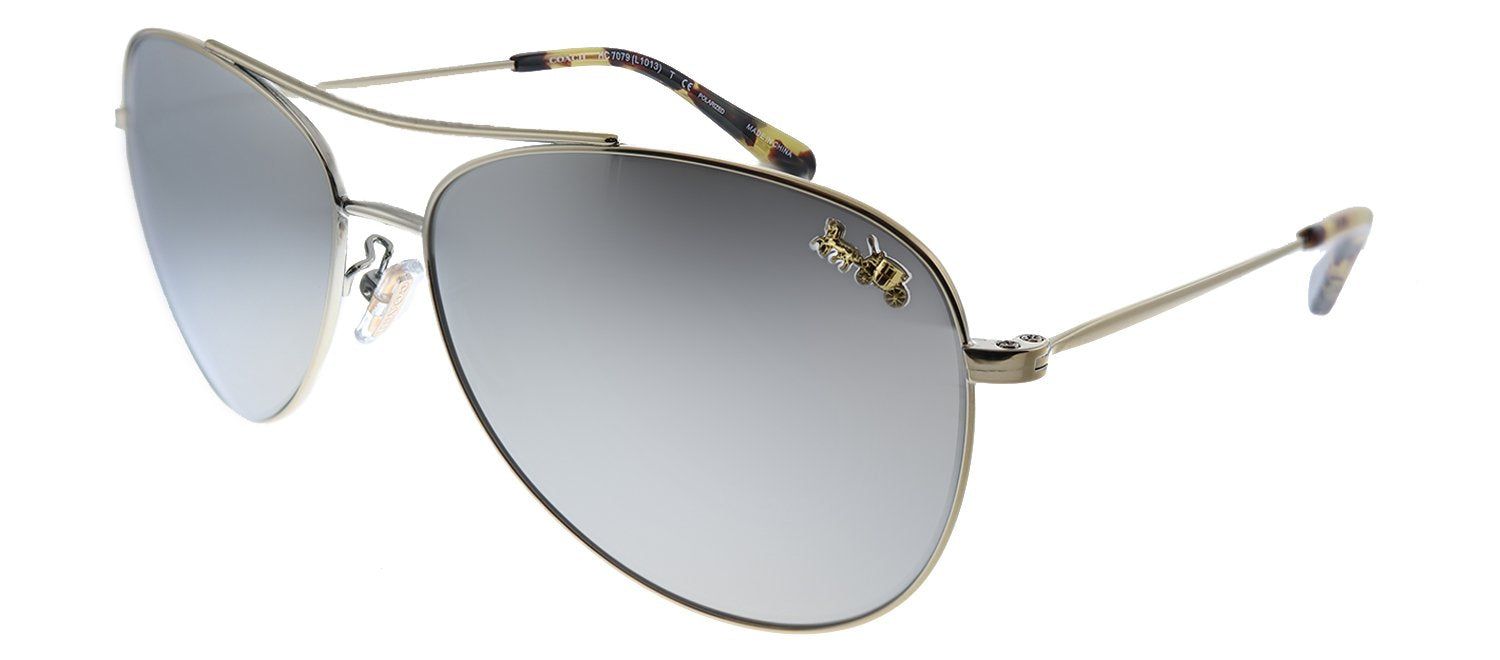 Coach L1013 HC 7079 9322Z3 Aviator Metal Gold Sunglasses with Silver Mirrored Polarized Lens sold by Gaffos product image thumbnail 2