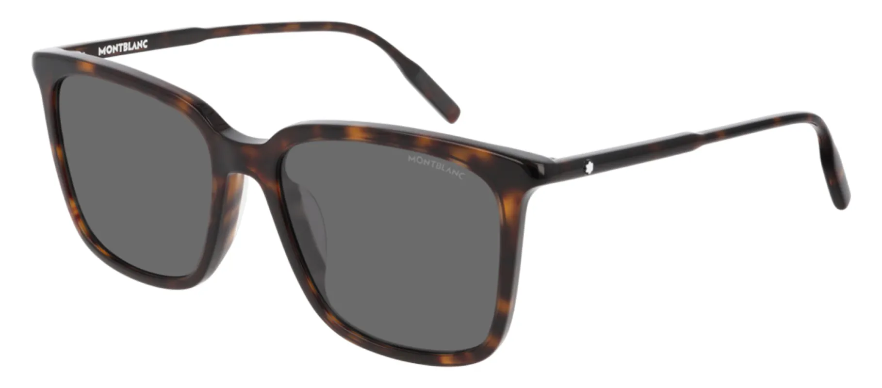 Montblanc MB 0084SK 002 Square Acetate Havana Sunglasses with Grey Lens made by Gaffos