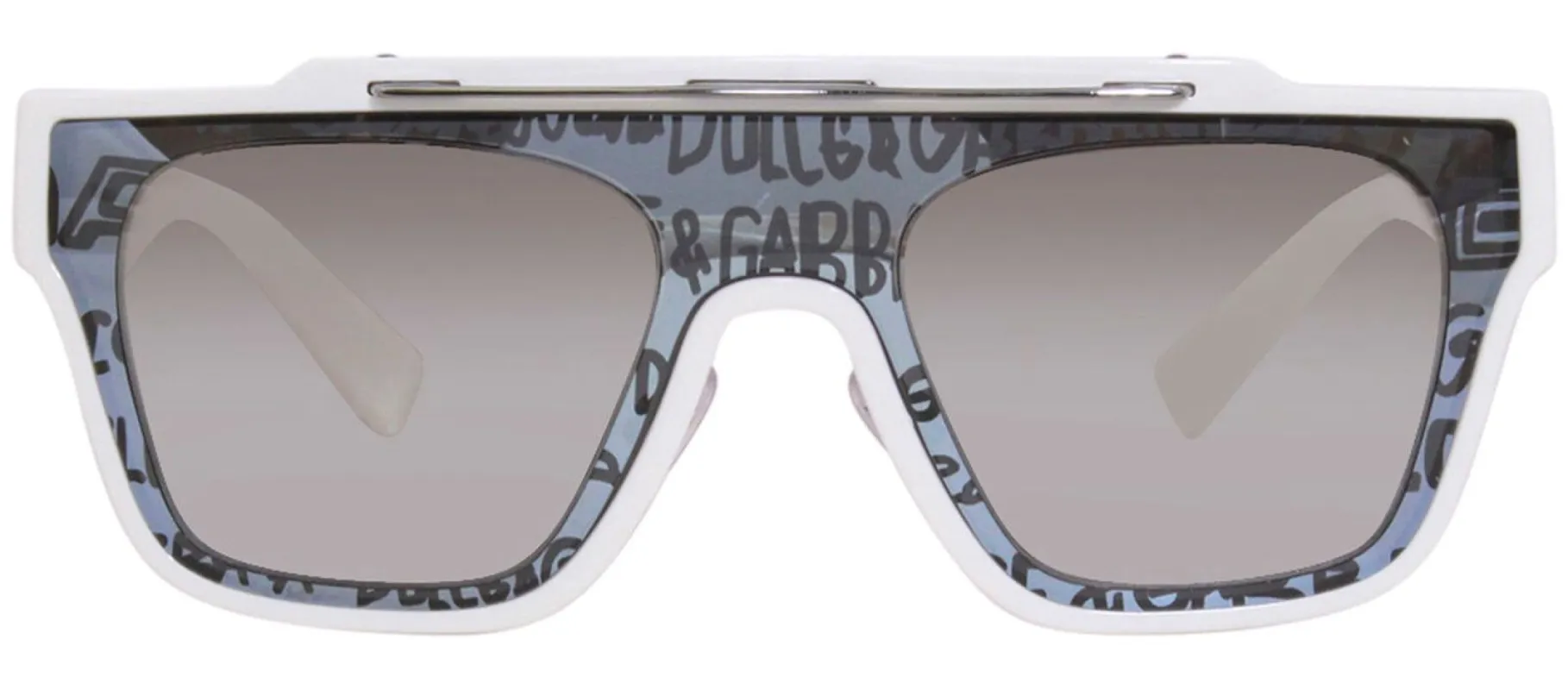 Dolce & Gabbana DG 6125 33126V Flat-Top Plastic White Sunglasses with Silver Mirror Lens sold by Gaffos