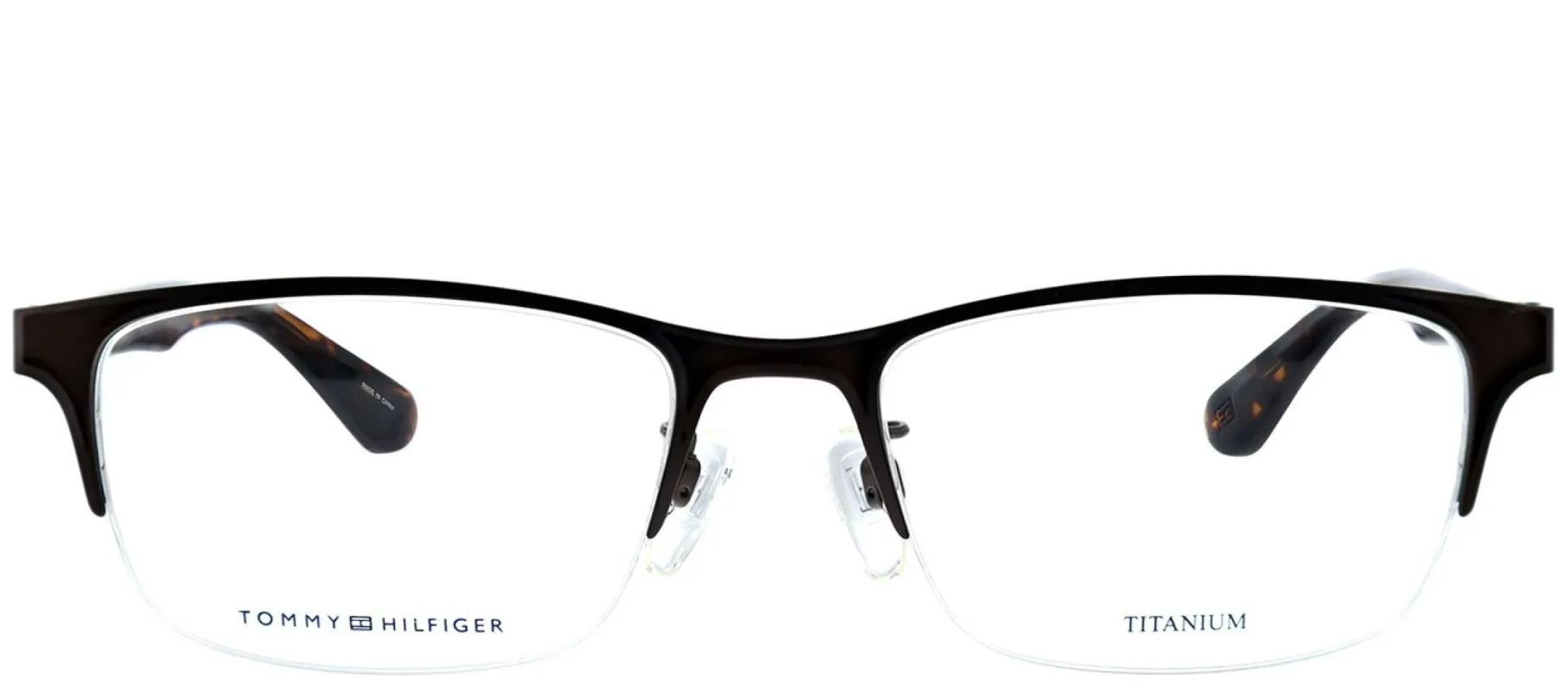 Tommy Hilfiger TH 1583F 4IN Square Metal Brown Eyeglasses with Demo Lens made by Gaffos