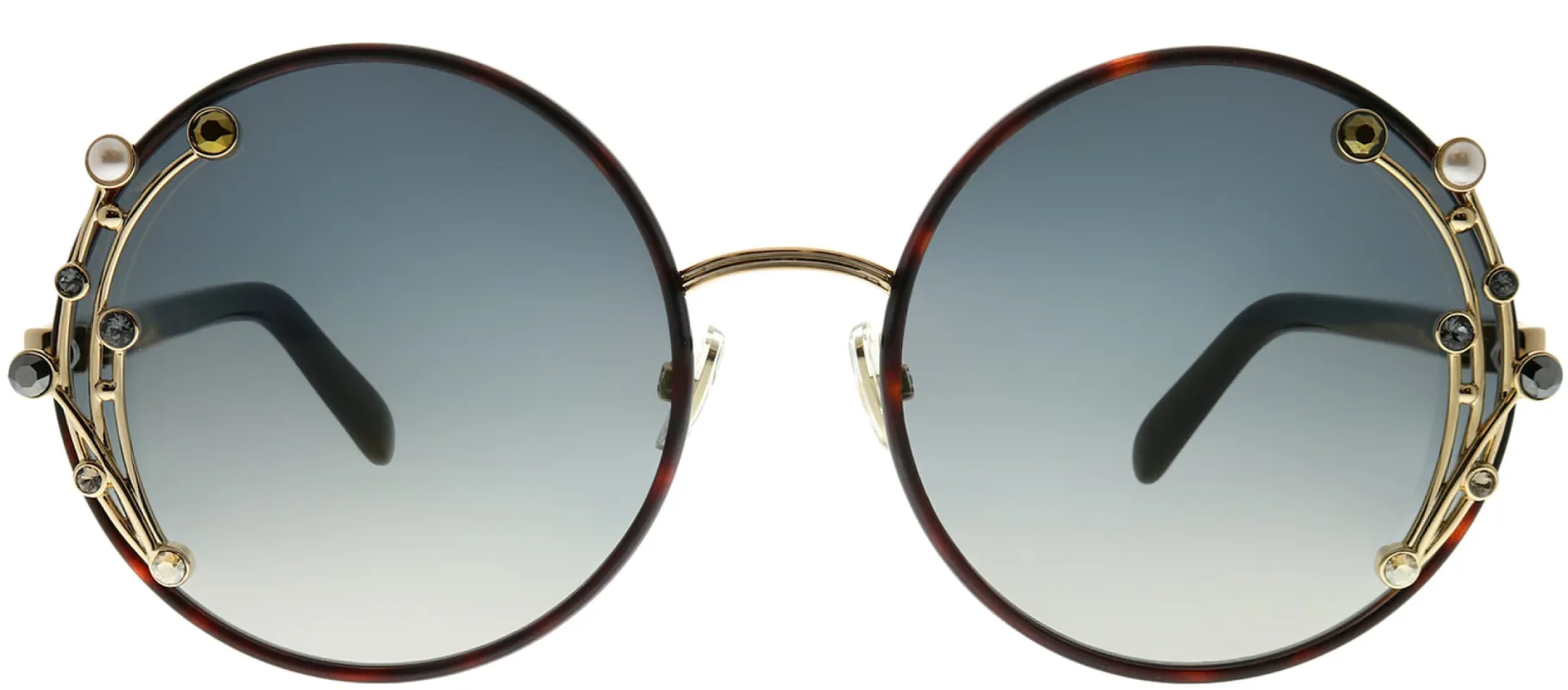 Jimmy Choo JC Gema 086 FQ Round Metal Tortoise/ Havana Sunglasses with Gold Mirror Lens sold by Gaffos