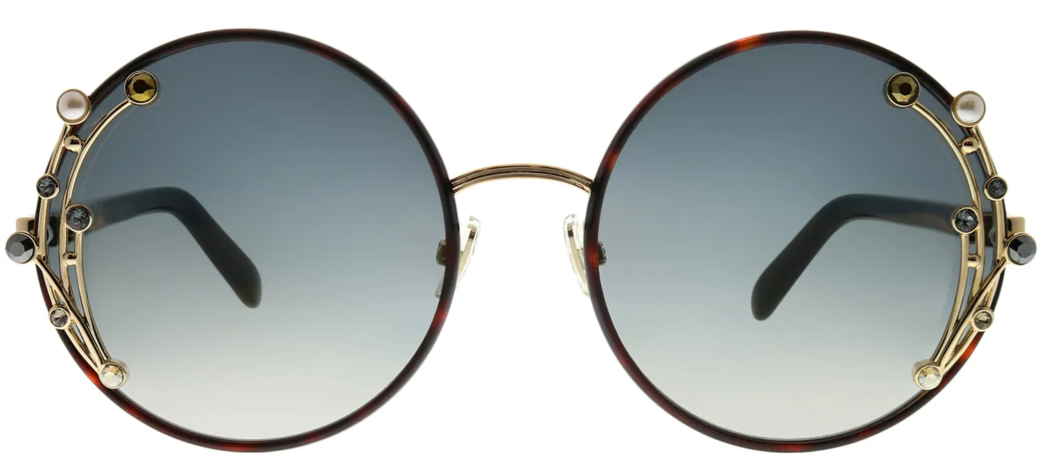 Jimmy Choo JC Gema 086 FQ Round Metal Tortoise/ Havana Sunglasses with Gold Mirror Lens sold by Gaffos