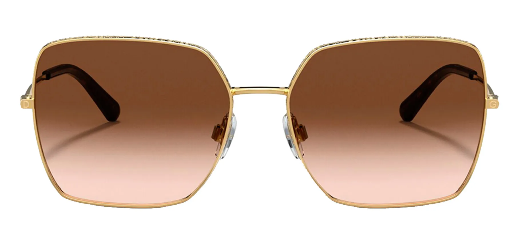 Dolce & Gabbana DG 2242 02/13 Square Metal Gold Sunglasses with Brown Gradient Lens sold by Gaffos