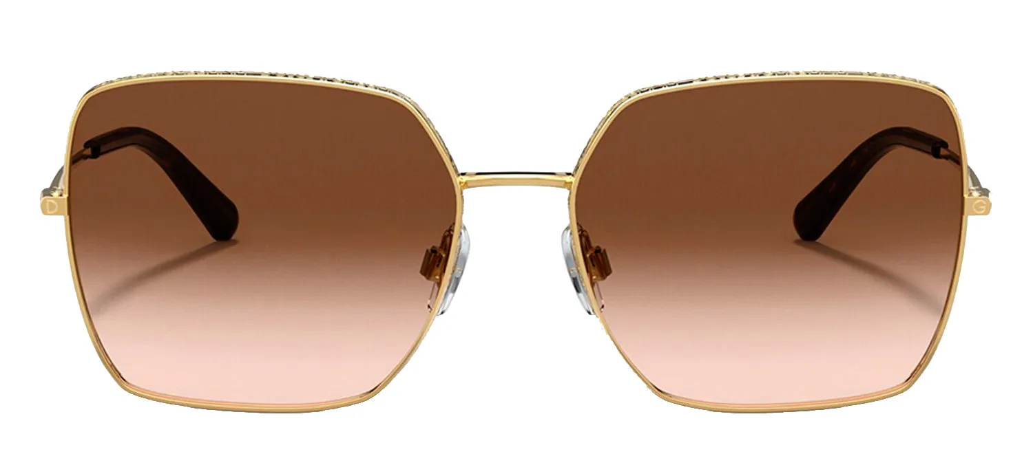 Dolce & Gabbana DG 2242 02/13 Square Metal Gold Sunglasses with Brown Gradient Lens sold by Gaffos