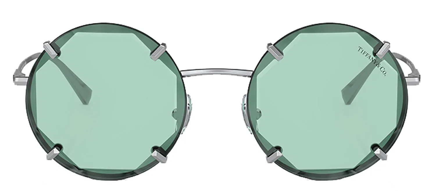 Tiffany & Co. TF 3091 6001D9 Geometric Metal Silver Sunglasses with Azure Blue Lens sold by Gaffos