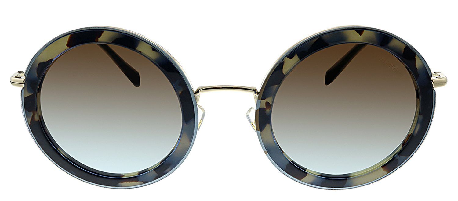 Miu Miu MU 59US 08D07B Round Metal Beige Havana Sunglasses with Brown Gradient Lens sold by Gaffos