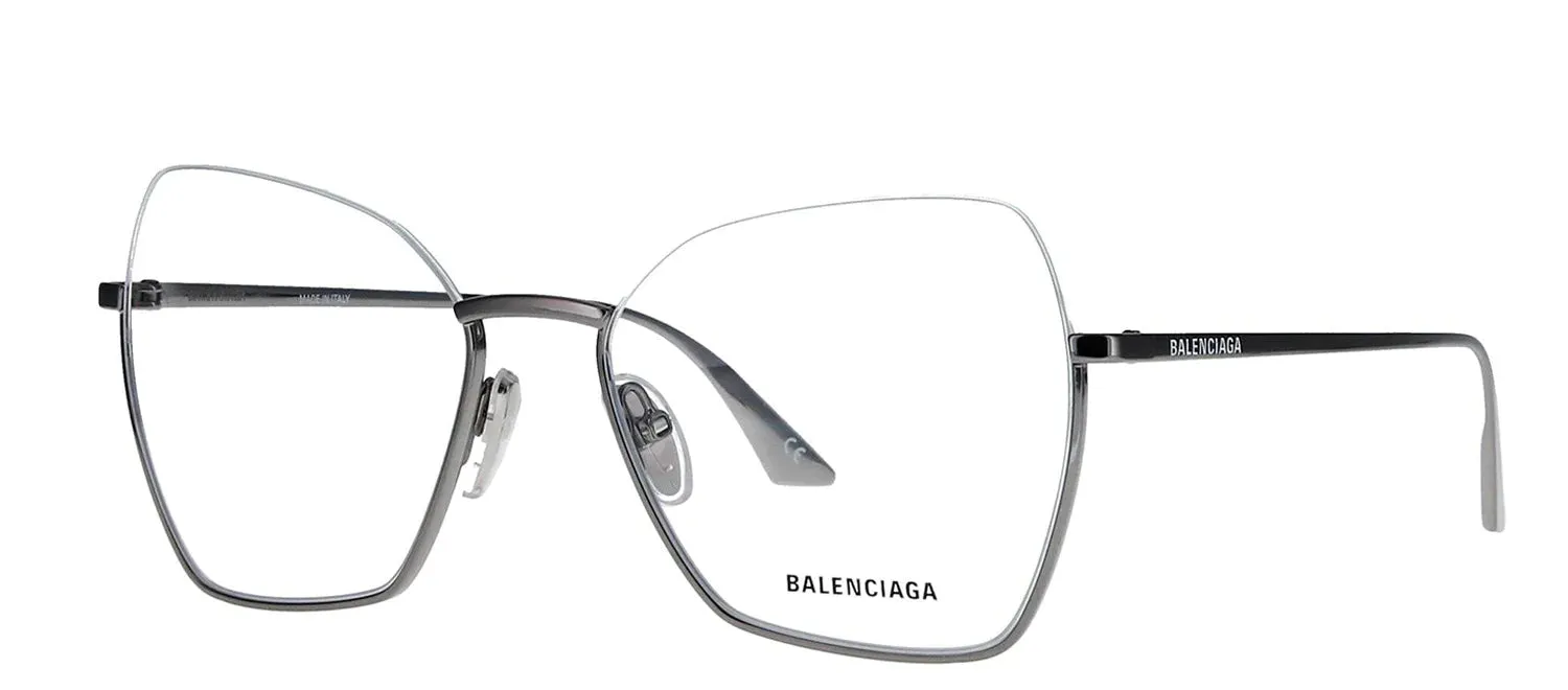 Balenciaga BB 0142O 001 Square Metal Grey Eyeglasses with Logo Stamped Demo Lenses sold by Gaffos product image thumbnail 2