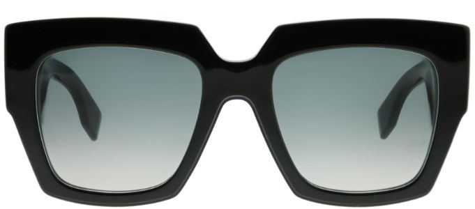Fendi FF 0263 807 Square Plastic Black Sunglasses with Dark Grey Gradient Lens sold by Gaffos