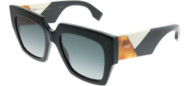 Fendi FF 0263 807 Square Plastic Black Sunglasses with Dark Grey Gradient Lens sold by Gaffos