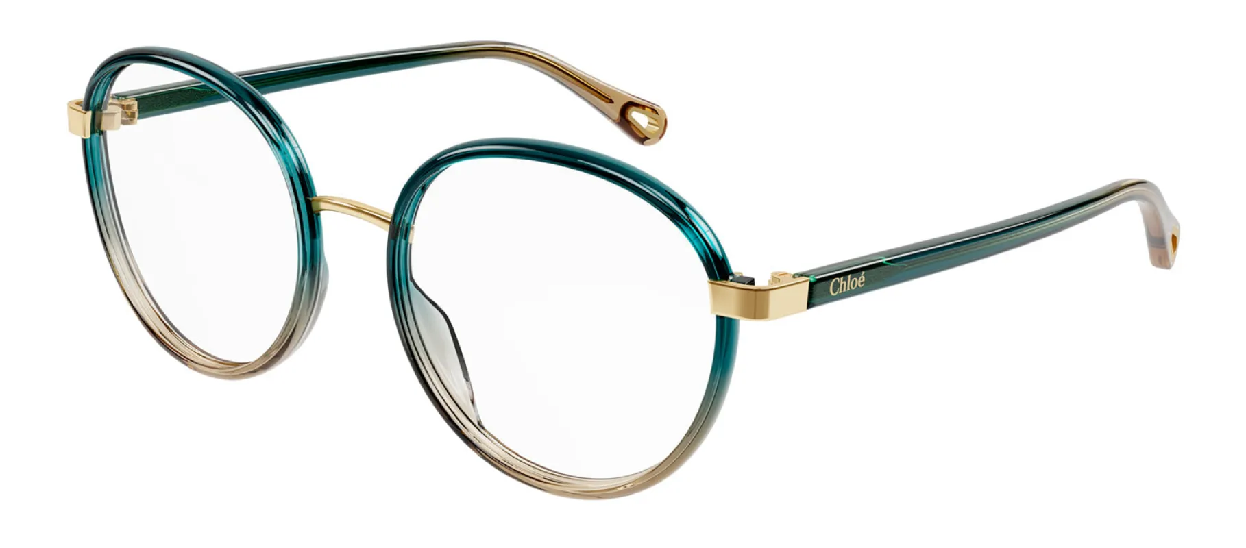 Chloe CH 0033O 006 Round Plastic Green Eyeglasses with Logo Stamped Demo Lenses sold by Gaffos