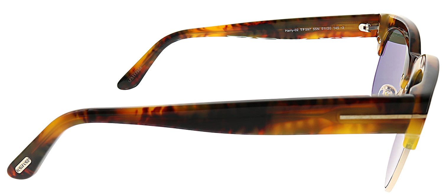 Tom Ford FT 0597 55N Square Plastic Tortoise/ Havana Sunglasses with Green Lens sold by Gaffos product image thumbnail 3