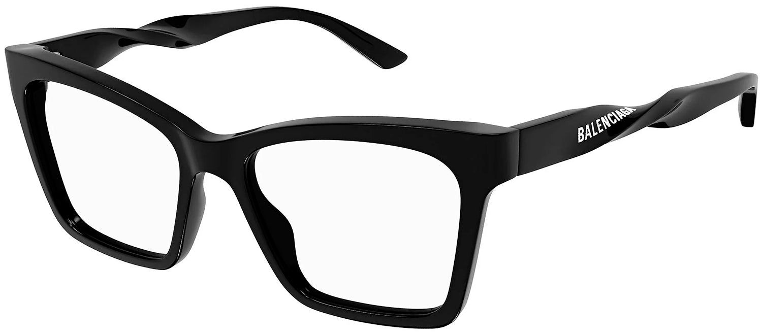 Balenciaga BB 0210O 001 Square Plastic Black Eyeglasses with Logo Stamped Demo Lenses Lens sold by Gaffos