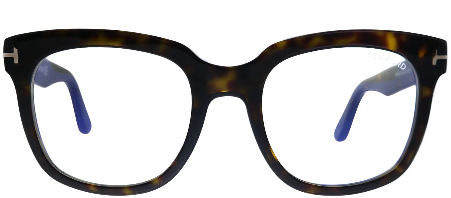 Tom Ford FT 5537-B 052 Square Plastic Tortoise/ Havana Eyeglasses with Blue Block Lens sold by Gaffos