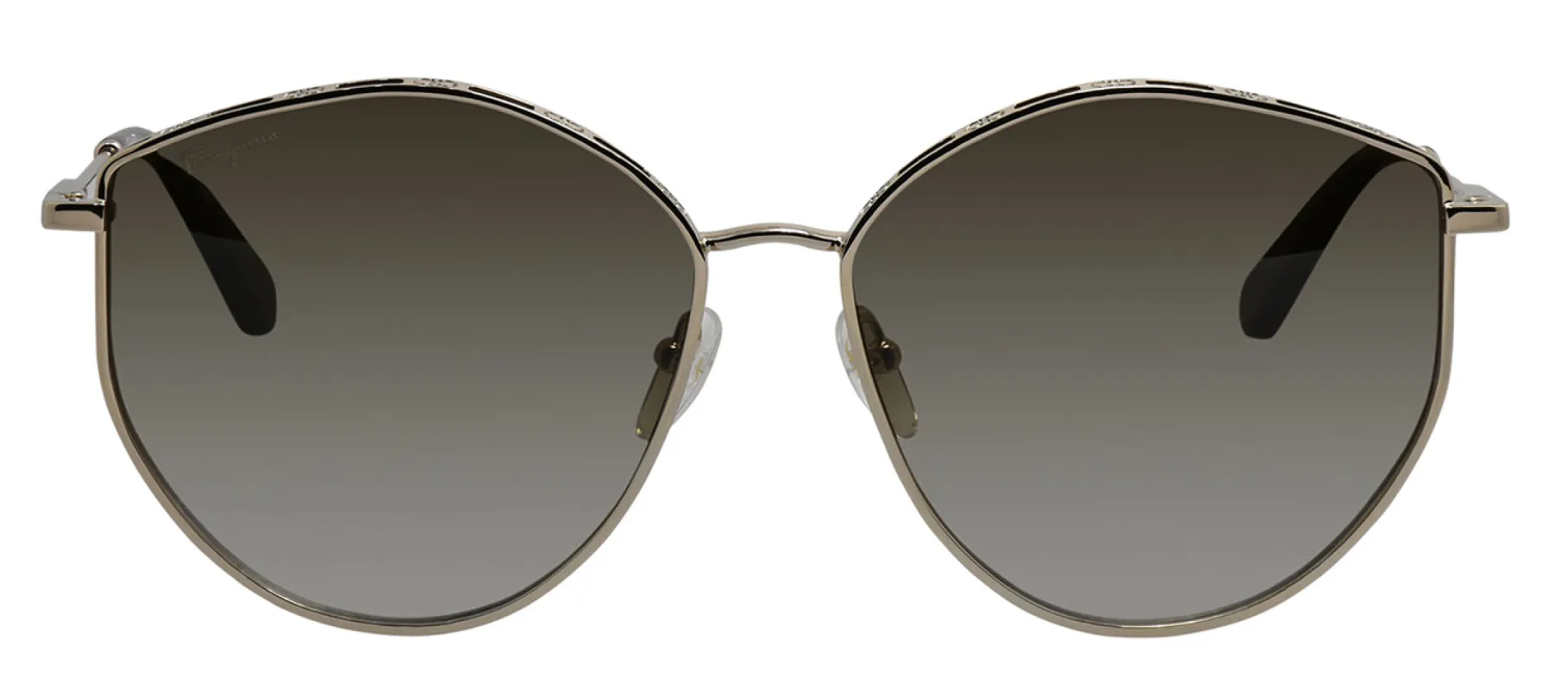 Salvatore Ferragamo SF 264S 709 Horn Metal Gold Sunglasses with Green Gradient Lens sold by Gaffos