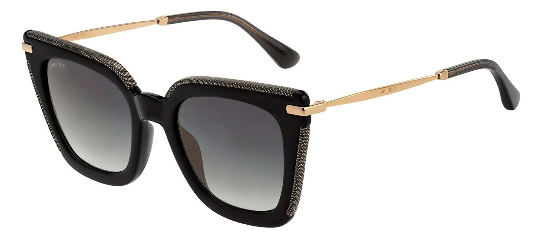 Jimmy Choo JC Ciara/G/S EIB FQ Square Plastic Black Sunglasses with Grey Gradient Lens made by Gaffos