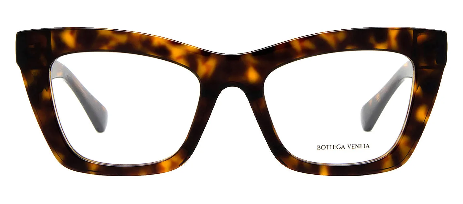 Bottega Veneta NEW CLASSIC BV 1215O 002 Cat-Eye Plastic Havana Eyeglasses with Logo Stamped Demo Lenses sold by Gaffos