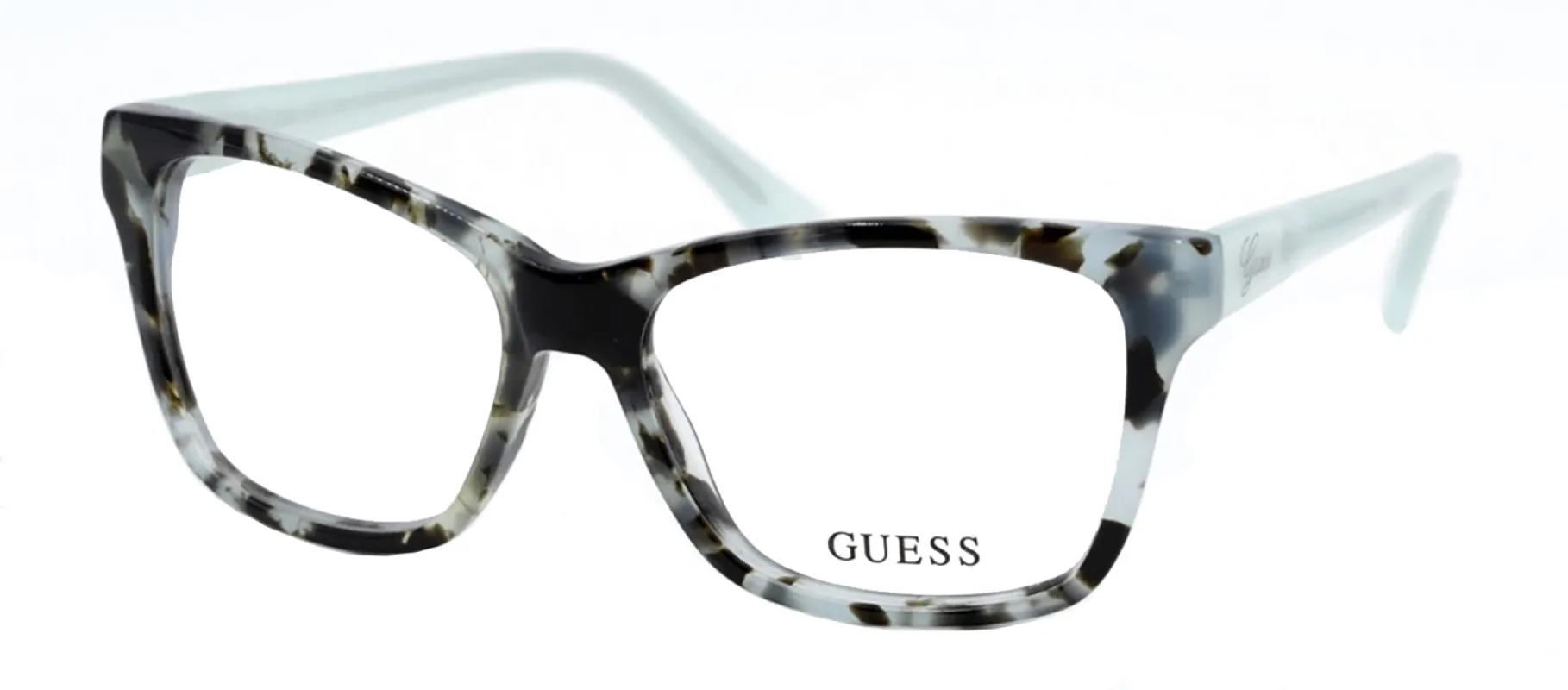 Guess GU 2428A D77 Cat-Eye Plastic Blue Eyeglasses with Logo Stamped Demo Lenses sold by Gaffos
