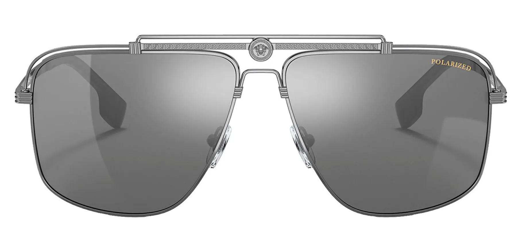 Versace VE 2242 1001Z3 Rectangle Metal Gunmetal Sunglasses with Silver Polarized Lens sold by Gaffos