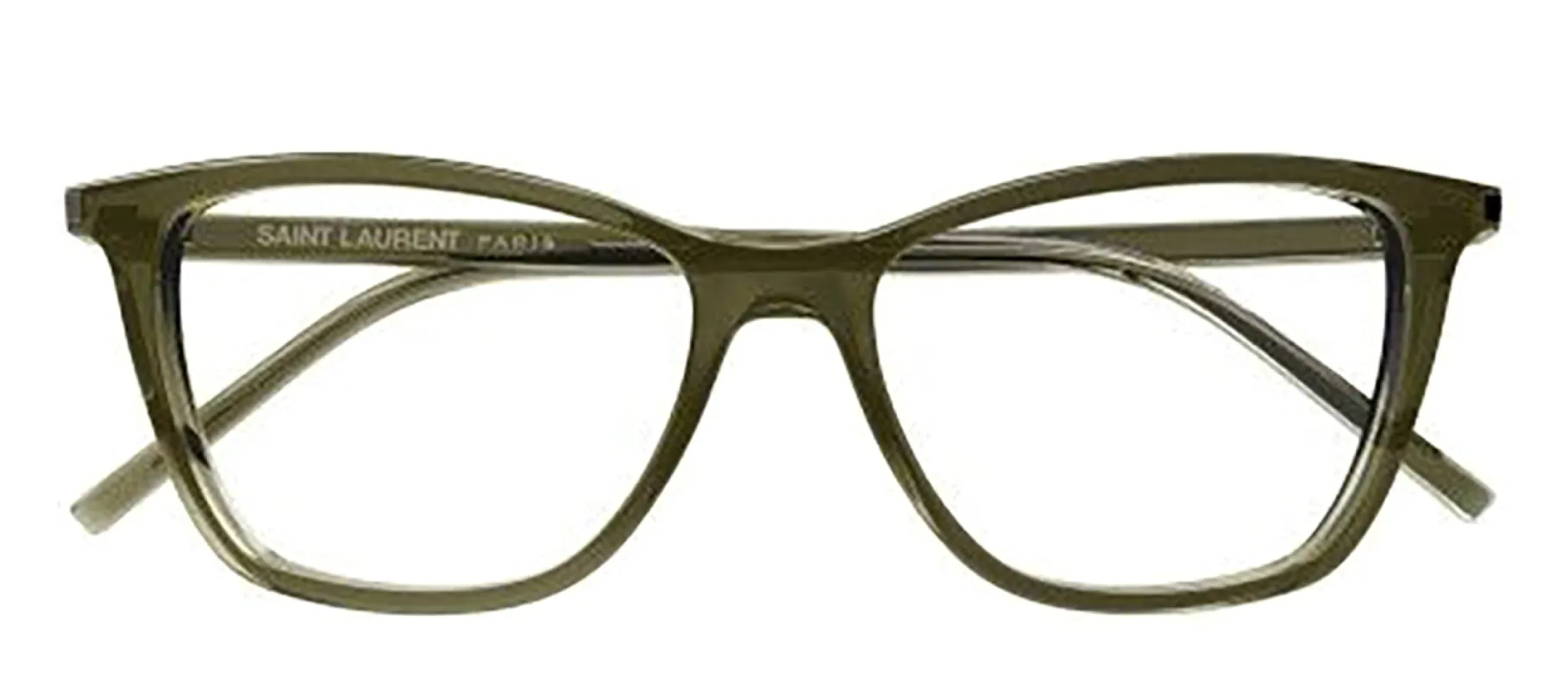 Saint Laurent CLASSIC SL 259O 013 Cat-Eye Plastic Green Eyeglasses with Logo Stamped Demo Lenses sold by Gaffos
