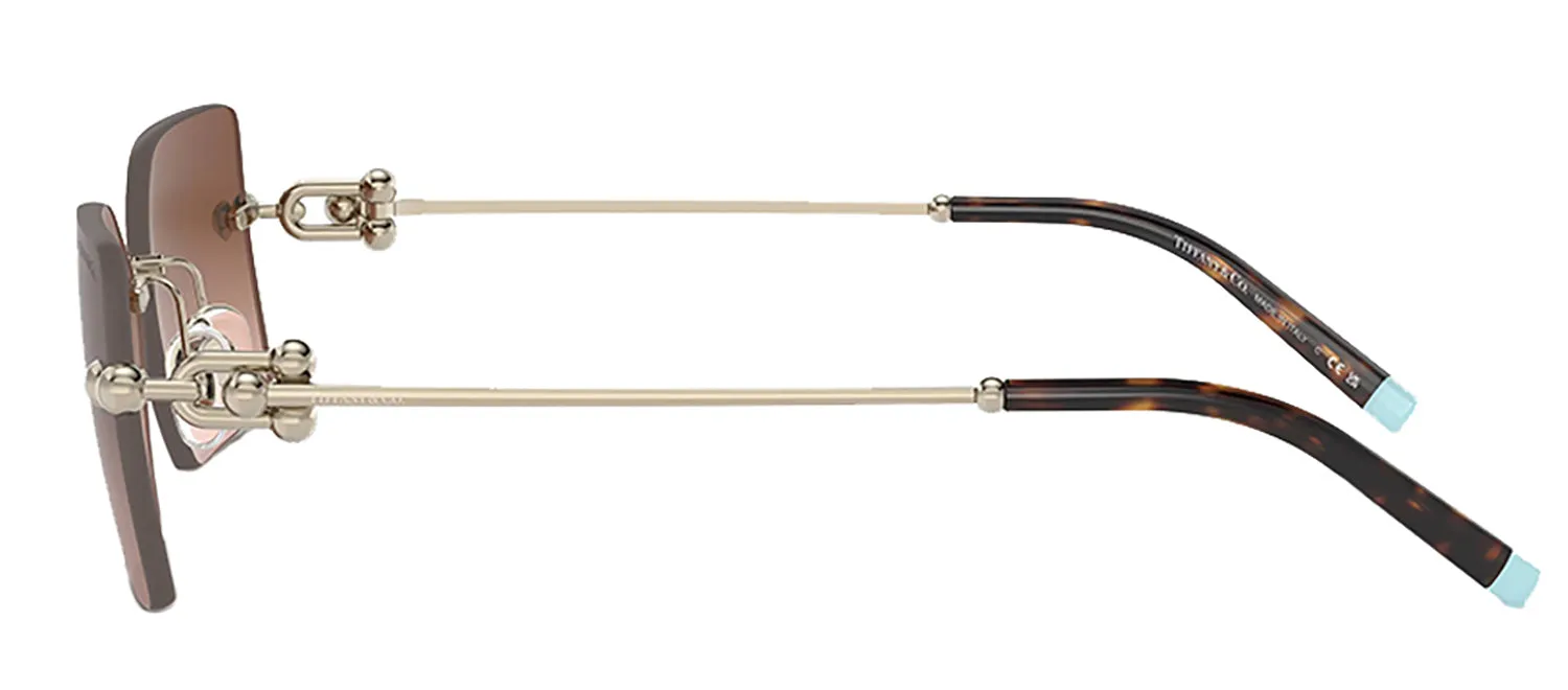 Tiffany & Co. TF 3088 61773B Rimless Metal Gold Sunglasses with Brown Gradient Lens sold by Gaffos product image thumbnail 3