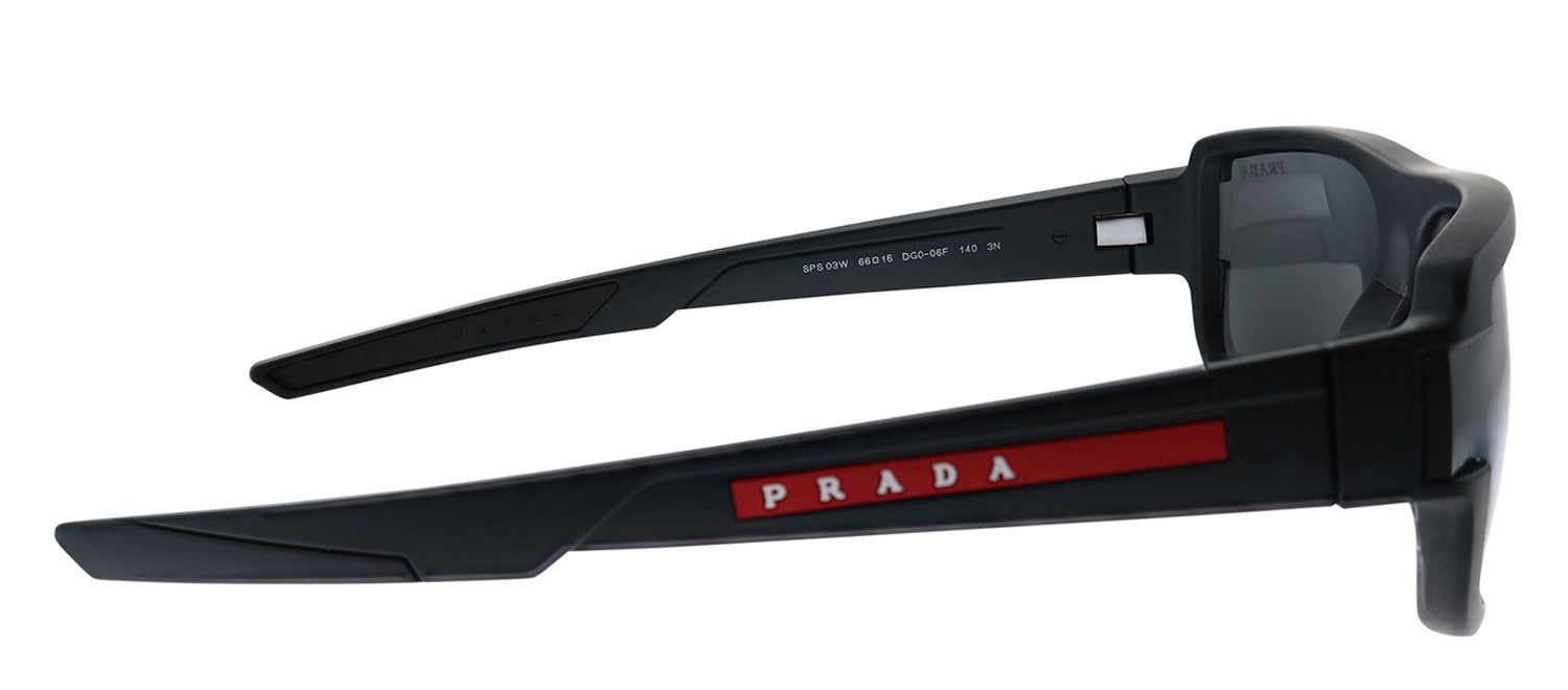 Prada Linea Rossa PS 03WS DG006F Rectangle Plastic Black Sunglasses with Grey Lens sold by Gaffos product image thumbnail 3