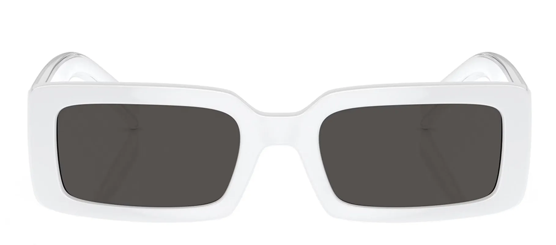 Dolce & Gabbana DG 6187 331287 Rectangle Plastic White Sunglasses with Grey Lens made by Dolce & Gabanna