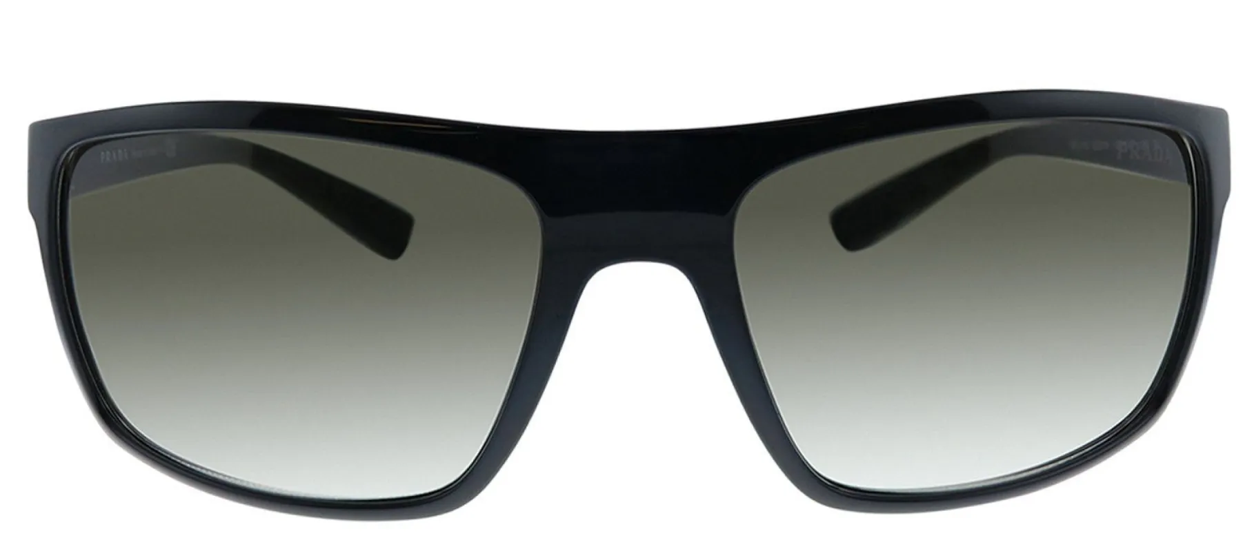 Prada Linea Rossa PS 11US 1AB0A7 Rectangle Plastic Black Sunglasses with Grey Lens made by Gaffos