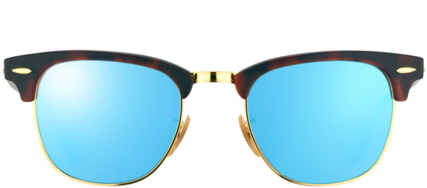 Ray-Ban RB 3016 114517 Clubmaster Plastic Tortoise/ Havana Sunglasses with Blue Mirror Lens sold by Gaffos