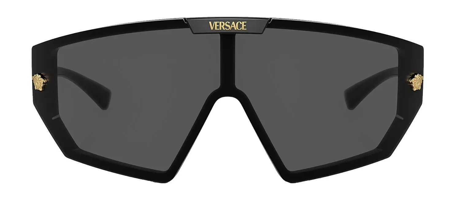 Versace VE 4461 GB1/87 Shield Plastic Black Sunglasses with Grey Lens sold by Gaffos