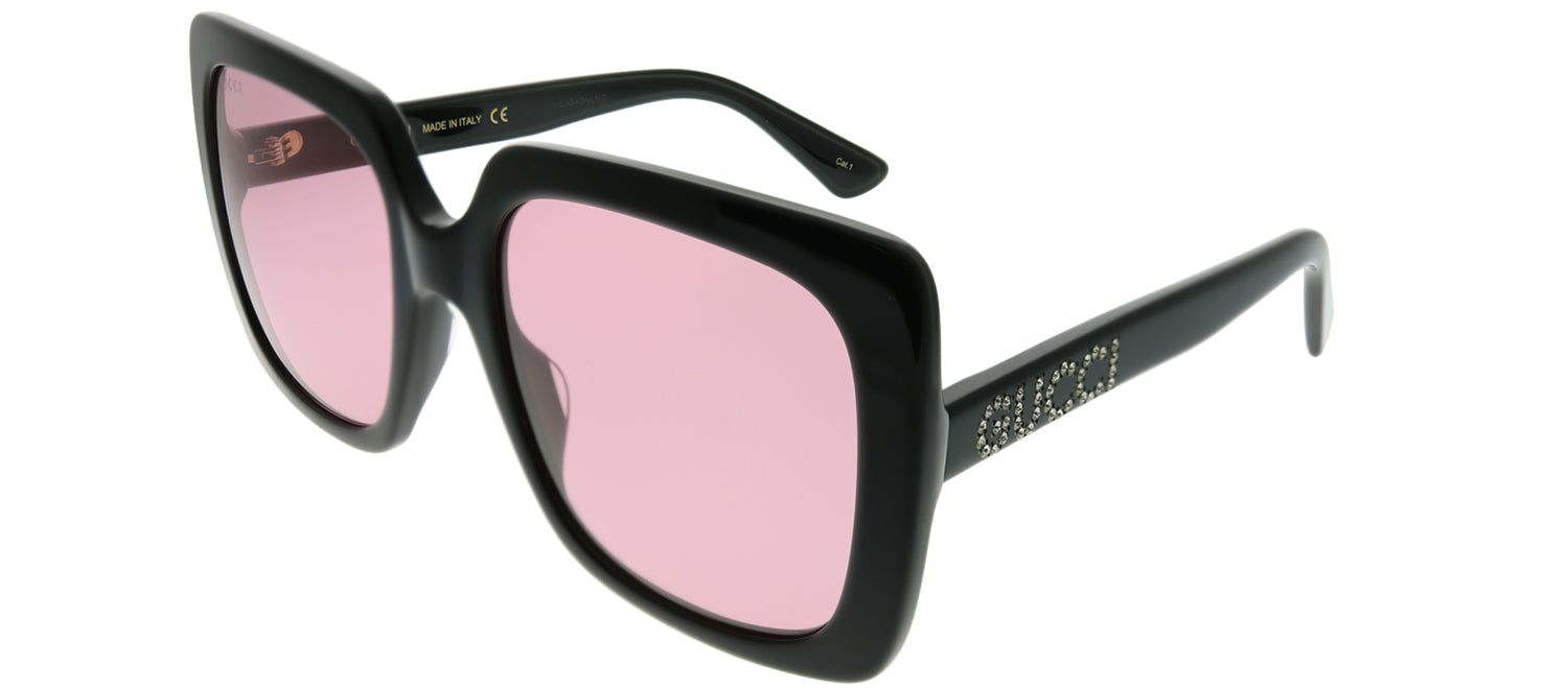 Gucci GG 0418S 002 Square Acetate Black Sunglasses with Pink Lens sold by Gaffos product image thumbnail 2