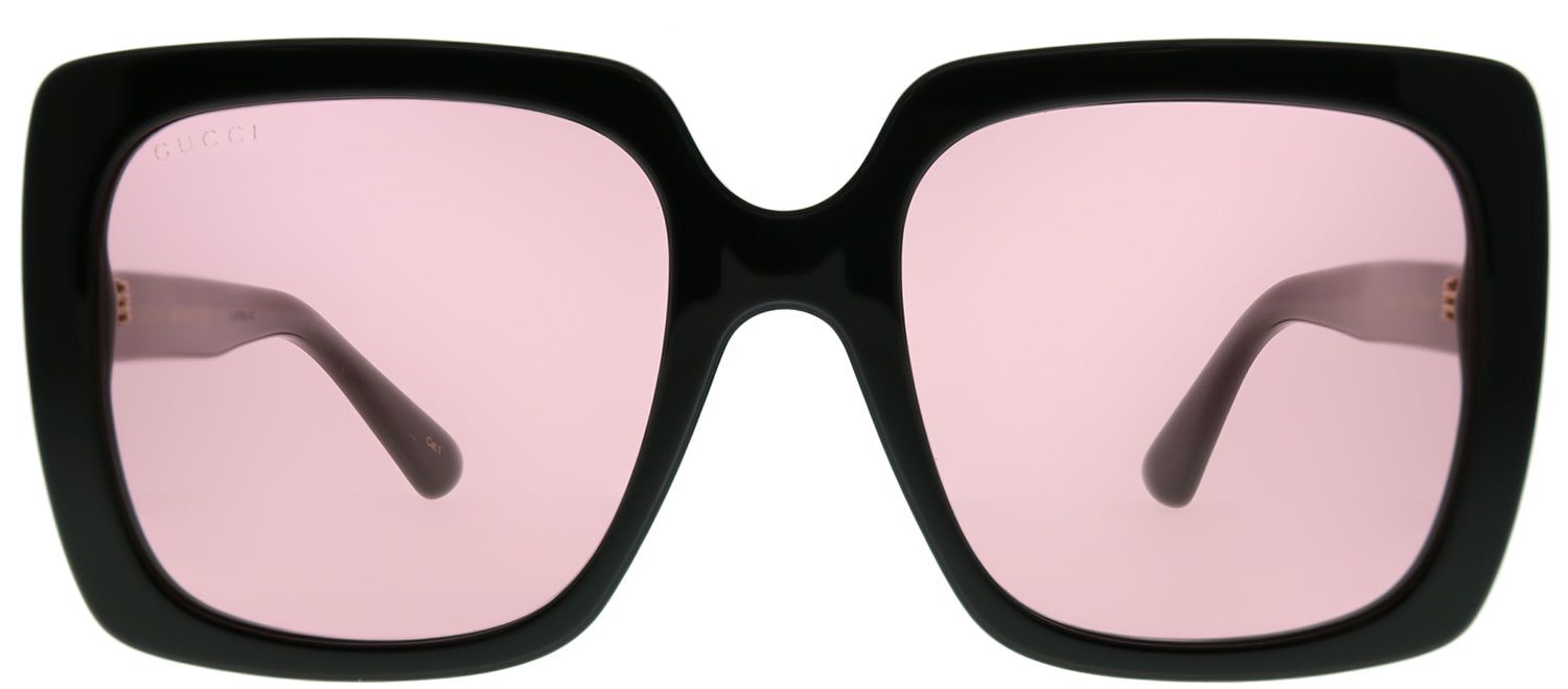 Gucci GG 0418S 002 Square Acetate Black Sunglasses with Pink Lens sold by Gaffos