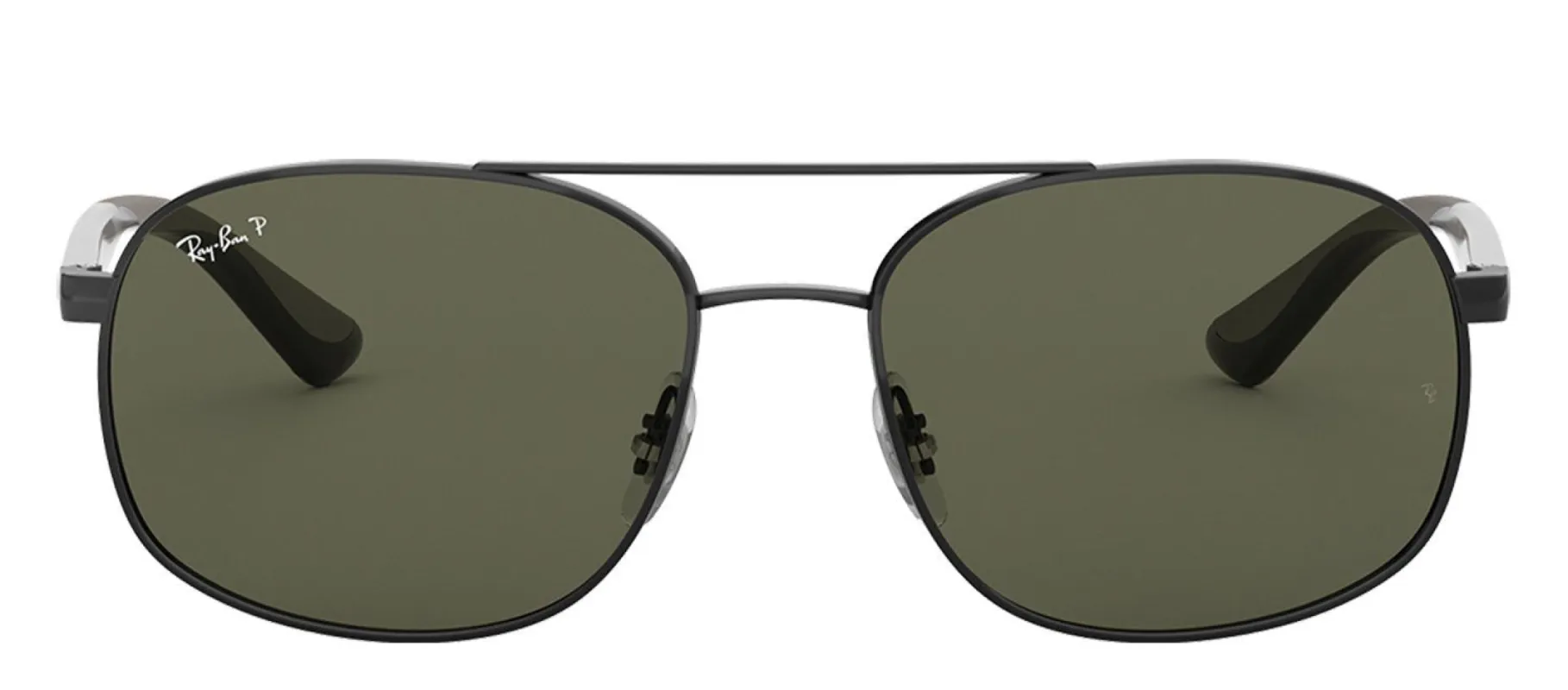 Ray-Ban RB 3593 002/9A Square Metal Black Sunglasses with Green Polarized Lens sold by Gaffos