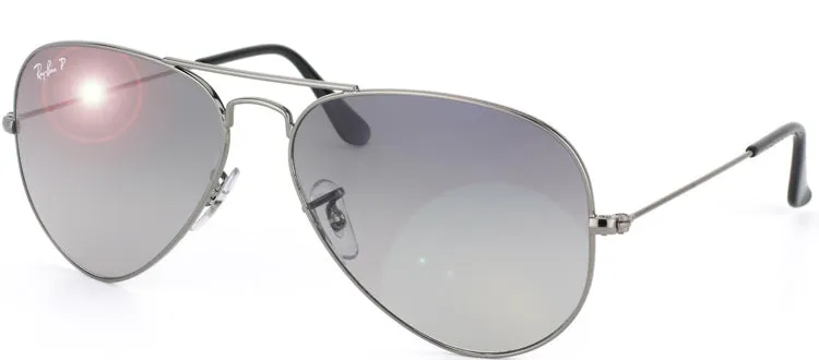 Ray-Ban RB 3025 004/78 Aviator Metal Ruthenium/ Gunmetal Sunglasses with Crystal Blue Grey Gradient Polarized Lens sold by Gaffos product image thumbnail 2