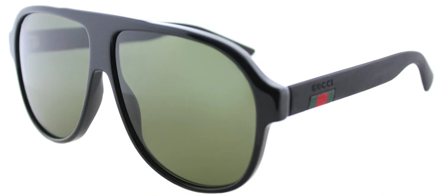 Gucci GG 0009S 001 Aviator Acetate Black Sunglasses with Green Lens sold by Gaffos product image thumbnail 2