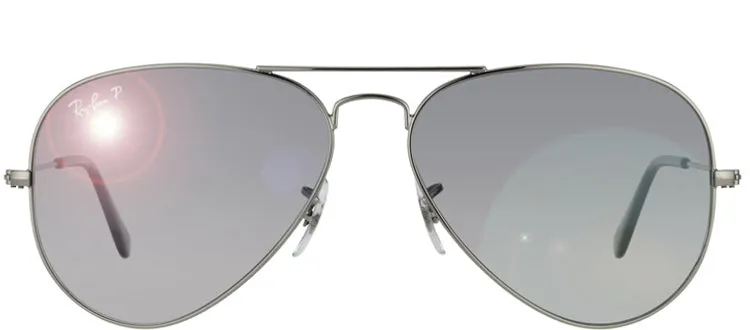 Ray-Ban RB 3025 004/78 Aviator Metal Ruthenium/ Gunmetal Sunglasses with Crystal Blue Grey Gradient Polarized Lens sold by Gaffos