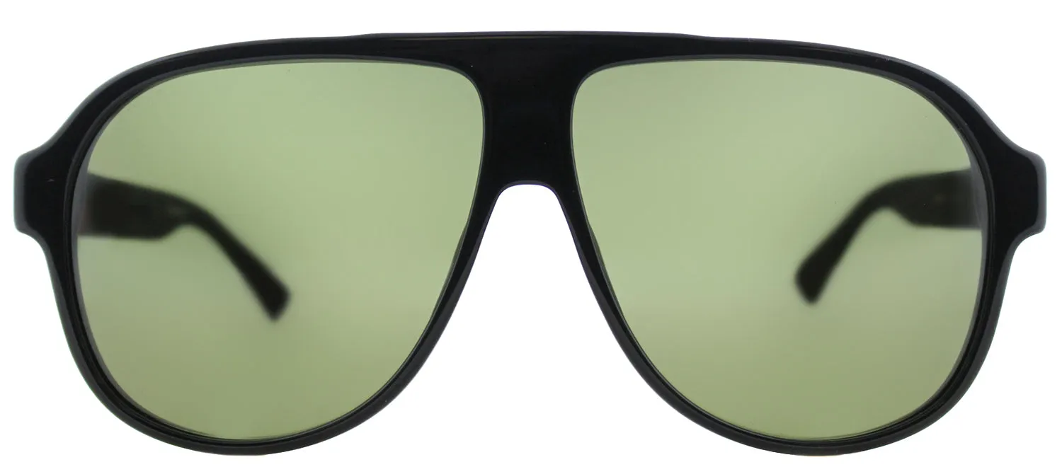 Gucci GG 0009S 001 Aviator Acetate Black Sunglasses with Green Lens sold by Gaffos