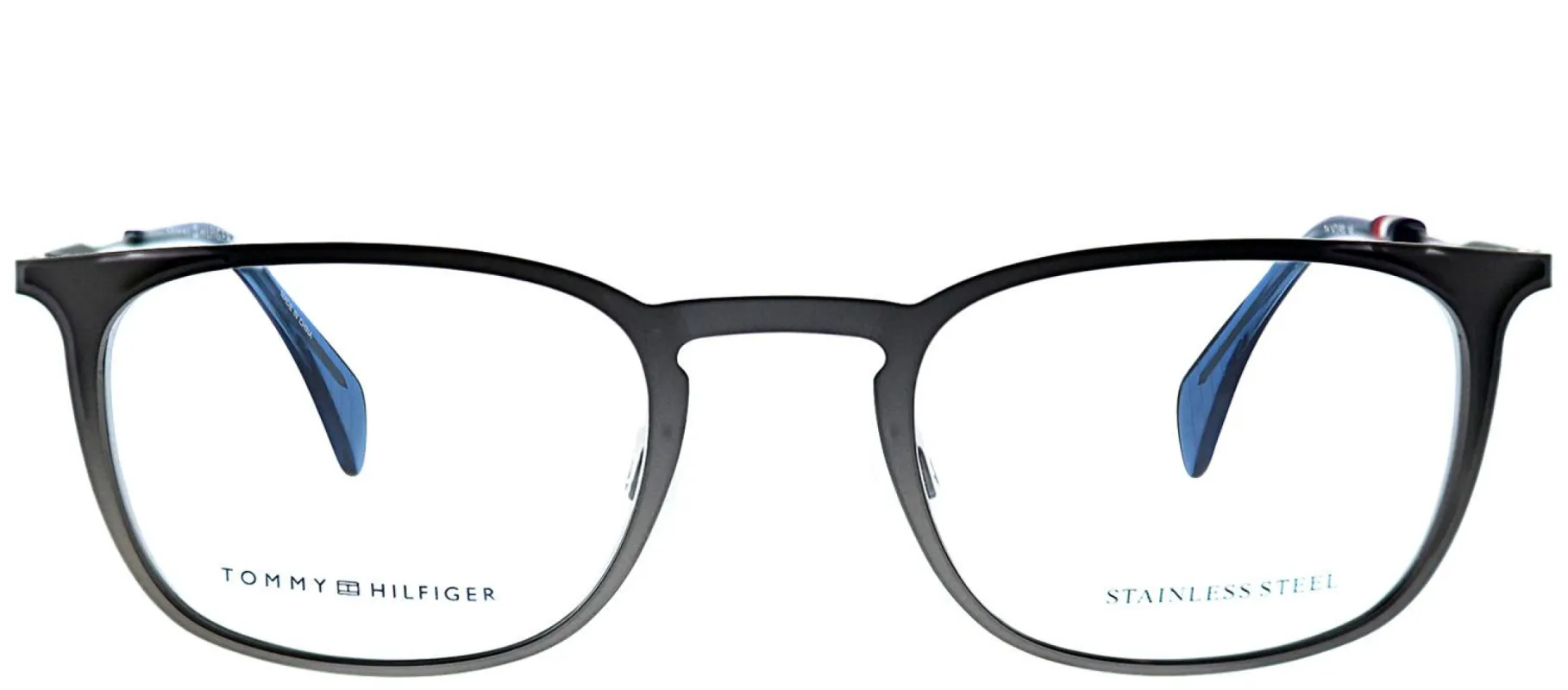 Tommy Hilfiger TH 1473 R80 Square Metal Ruthenium/ Gunmetal Eyeglasses with Demo Lens made by Gaffos