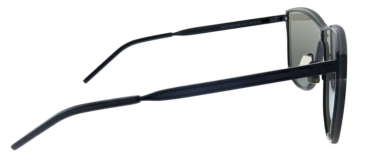 Saint Laurent OVER MASK SL 51 003 Square Metal Silver Sunglasses with Silver Mirror Lens sold by Gaffos product image thumbnail 3
