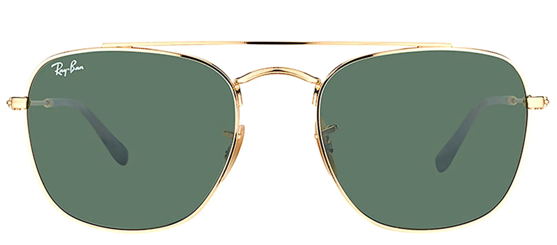 Ray-Ban RB 3557 001 Square Metal Gold Sunglasses with Green sold by Gaffos