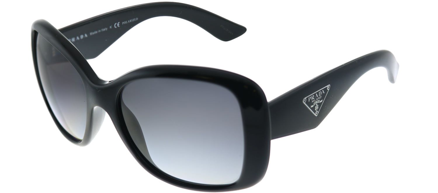 Prada PR 32PS 1AB5W1 Oval Plastic Black Sunglasses with Grey Gradient Polarized Lens sold by Gaffos product image thumbnail 2