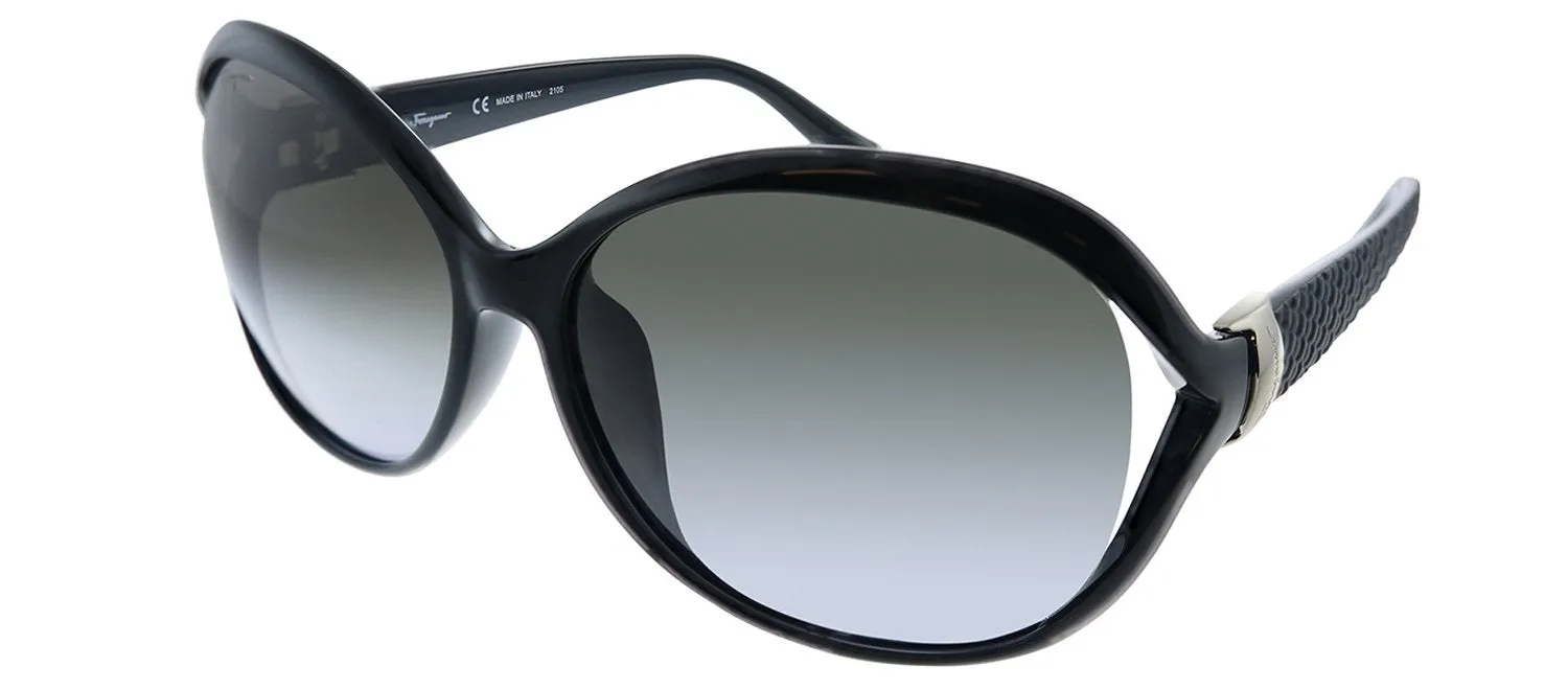 Salvatore Ferragamo SF 770SA 001 Oval Plastic Black Sunglasses with Grey Gradient Lens sold by Gaffos product image thumbnail 2