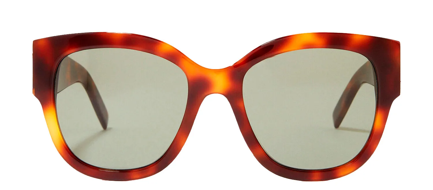 Saint Laurent SL M95/F 3 Square Plastic Havana Sunglasses with Green Lens sold by Gaffos