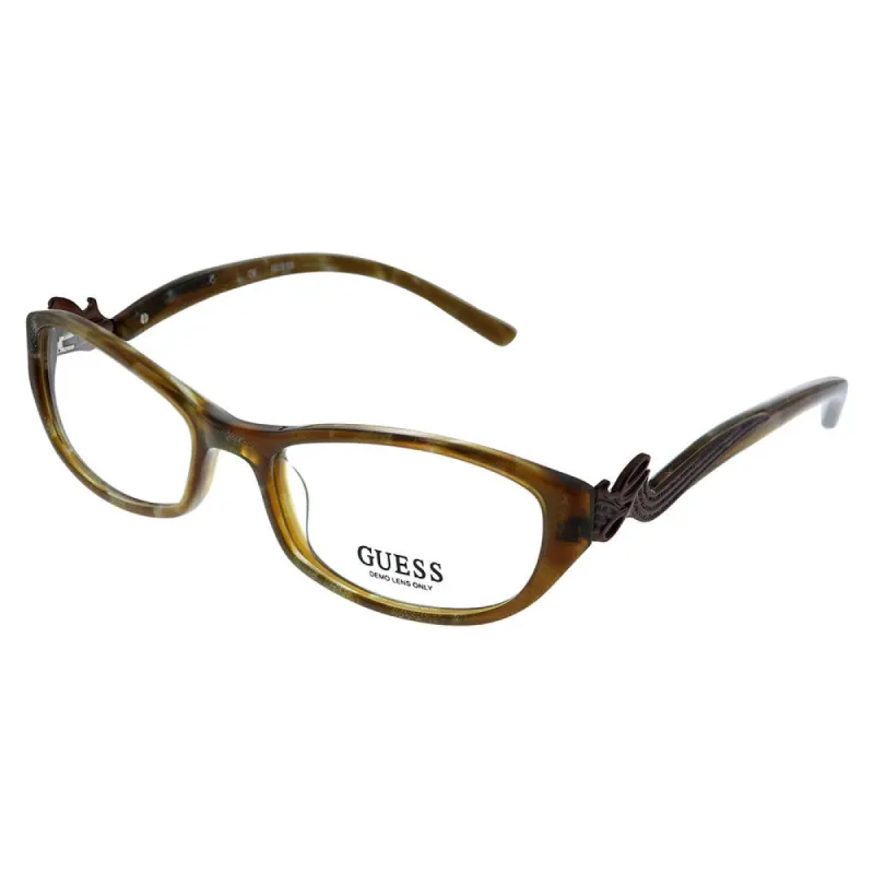 Guess GU 2245 BRN Brown Glitter Plastic Oval Eyeglasses 52mm made by Gaffos