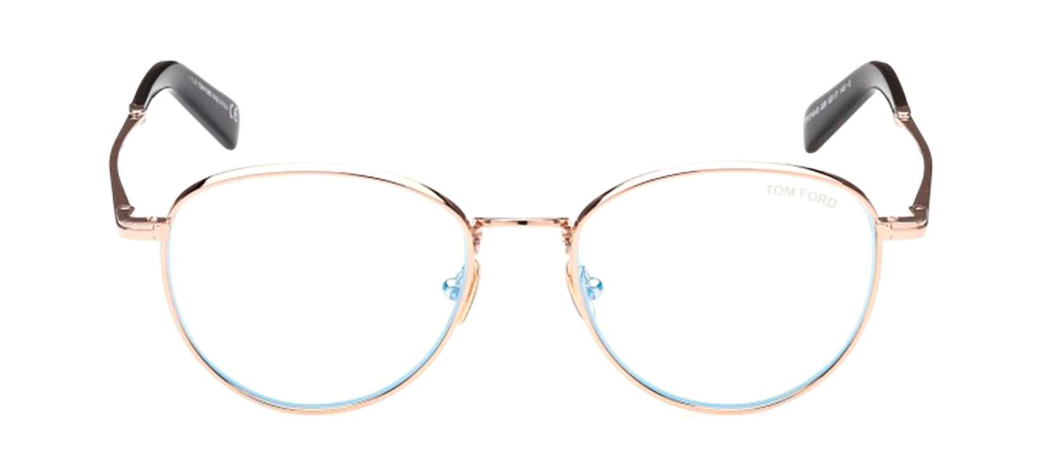 Tom Ford FT 5749-B 028 Round Metal Gold Eyeglasses with Clear Lens sold by Gaffos